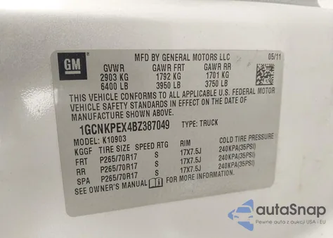 2011 Chevrolet Silverado 1500 Work Truck from USA, damaged, VIN 1GCNKPEX4BZ387049